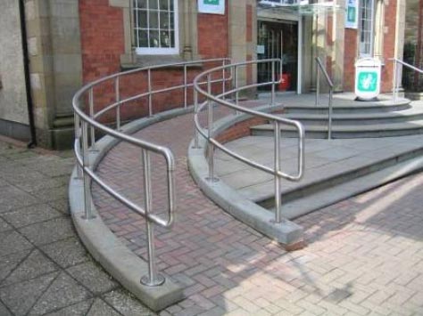 Provision of both: ramp and steps and appropriate provision of handrails
